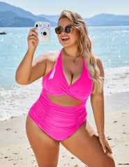 Ocevara Ocevara - Women's One Piece Swimsuits Push Up Tummy Control Bathing Suits V Neck Cutout Modest - image 17