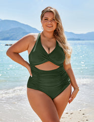 Ocevara Ocevara - Women's One Piece Swimsuits Push Up Tummy Control Bathing Suits V Neck Cutout Modest - image 18
