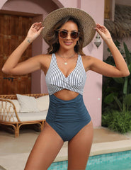 Ocevara Ocevara - Women's One Piece Swimsuits Push Up Tummy Control Bathing Suits V Neck Cutout Modest - image 11