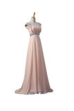 Blush Pink Chiffon Beaded Long Prom Dresses ED0665