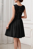 Elegant Black Simple Lace Short Chiffon Homecoming Dress For Teens K136