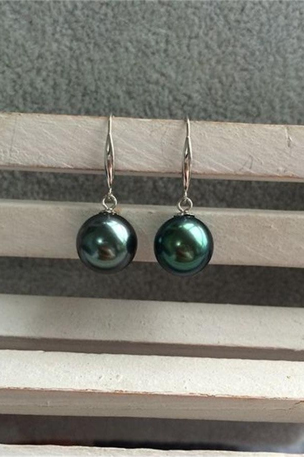 8-9mm Tahitian Peacock Clip Pearl Earrings with S925 Silver Posts P7