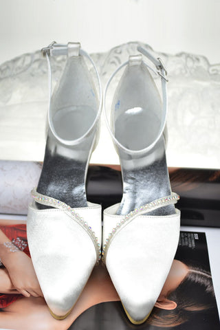 Low Heel Handmade Comfy Ankle Straps Wedding Shoes S63