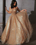 Sparkly A Line Elegant Long Prom Dresses, Evening Party Dresses OKP68