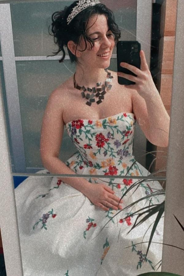 Strapless Off White A-line Floral Appliques Lace Long Prom Dress OK1279