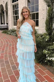 Fashion Halter Ruffles Tulle Prom Dress with Slit Chiffon Long Party Dress OK1382