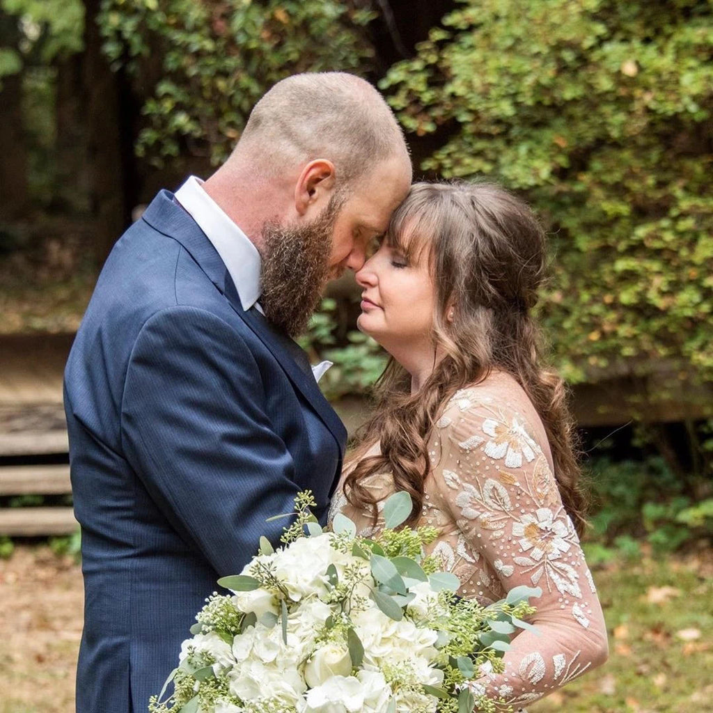 A-line Long Sleeves Chic Appliques Backless Bohemian Wedding Dress OKU44