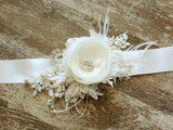Ivory Floral Bridal Belt Applique Lace Applique Sashed Beaded Pearls BS11