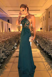 Dark Green Prom Dresses,Beading Prom Dress,Sleeveless Prom Gown,Long Evening Dresses