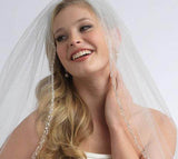 One Layer Fingertip Beading Edge Wedding Veils with Crystals and Sequins WV2