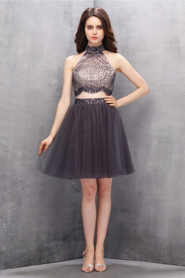 Handmade Zipper Back Short Modest Tulle Homecoming Dress K588
