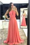 Modest Prom Dresses,Watermelon Prom Gown,Chiffon Prom Dress