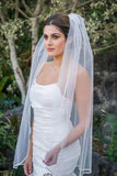 1T Layer Fingertip Length Tulle Wedding Veils with Satin Trim Edge WV3