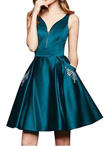 Maroon Short A Line Beading Homecoming Dress with Pocket OKO12