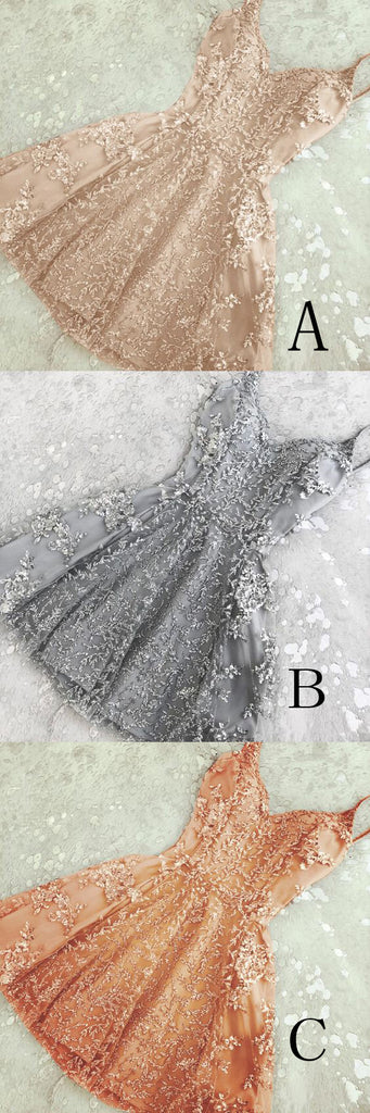 A-Line Spaghetti Straps Homecoming Dress,Short Cute Prom Dress,Graduation Dresses OK418