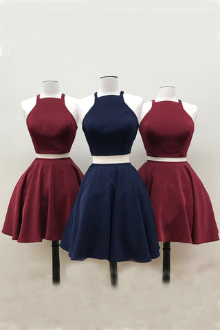 Burgundy Homecoming Dresses,Short Homecoming Dress,Two Piece Homecoming Dress,Two Piece Prom Dress,Short Homecoming Dresses,Navy Blue Homecoming Dress