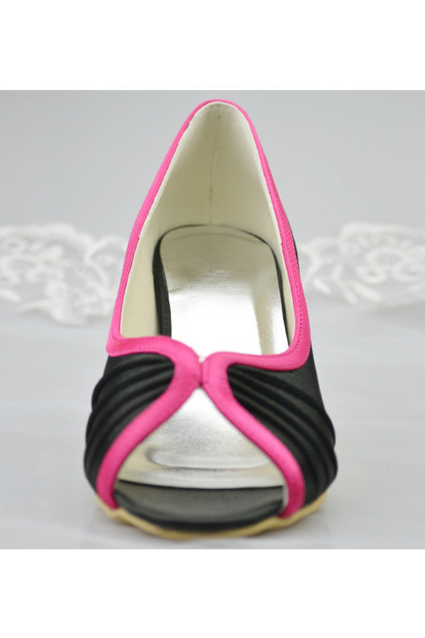 Black Simple Peep Toe High Heel Prom Shoes For Women S113