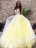 Stunning Lace Applique Ball Gown Long Ball Gowns Prom Dress Quinceanera Dresses OKN86