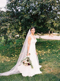 90 Inches Ivory Wedding Veils Chapel Length Cut Edge Veils WV12