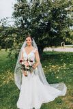 90 Inches Ivory Wedding Veils Chapel Length Cut Edge Veils WV12