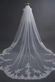 Ivory Lace Appliques Tulle One Layer Wedding Veil Bridal Veil WV23