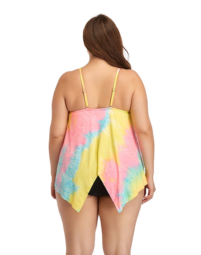 V-Neck Colorful Tie-Dye Plus Size Swimsuit Secondary image