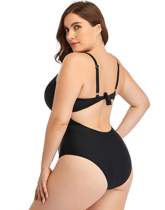 Black Sweetheart Neckline Hollow One-Piece Swimsuit Secondary image