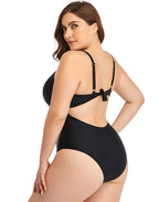 Black Sweetheart Neckline Hollow One-Piece Swimsuit