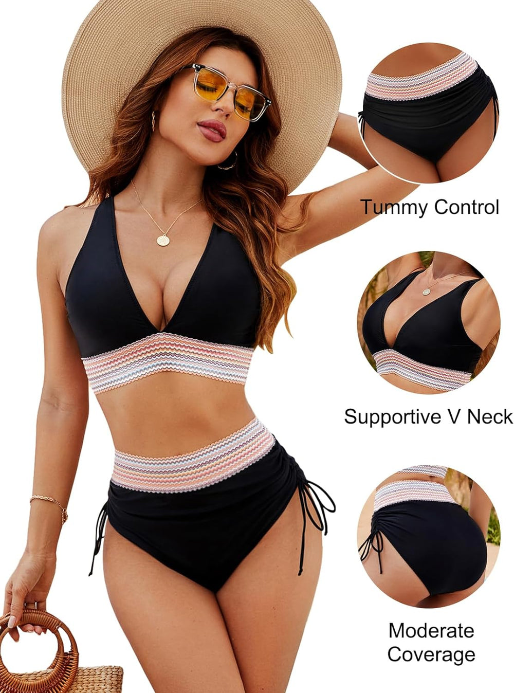 Ocevara Ocevara - High Waisted Tummy Control Color Block Bikini Sets - image 9
