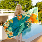 Double-sided velvet beach towel for seaside swimming, water-absorbent, non-sand, breathable, skin-friendly, quick-drying bath towel