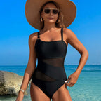 Ocevara - One Piece Swimsuit Women Monokini Tummy Control High Waisted Bathing Suit Solid Cutout Slimming Swimwear