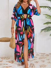 Geometric Chiffon Swim Cover-Up