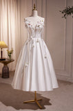 Beautiful Straps Satin Prom Dress with Exquisite Beads and flower Appliques  LJ0609OK