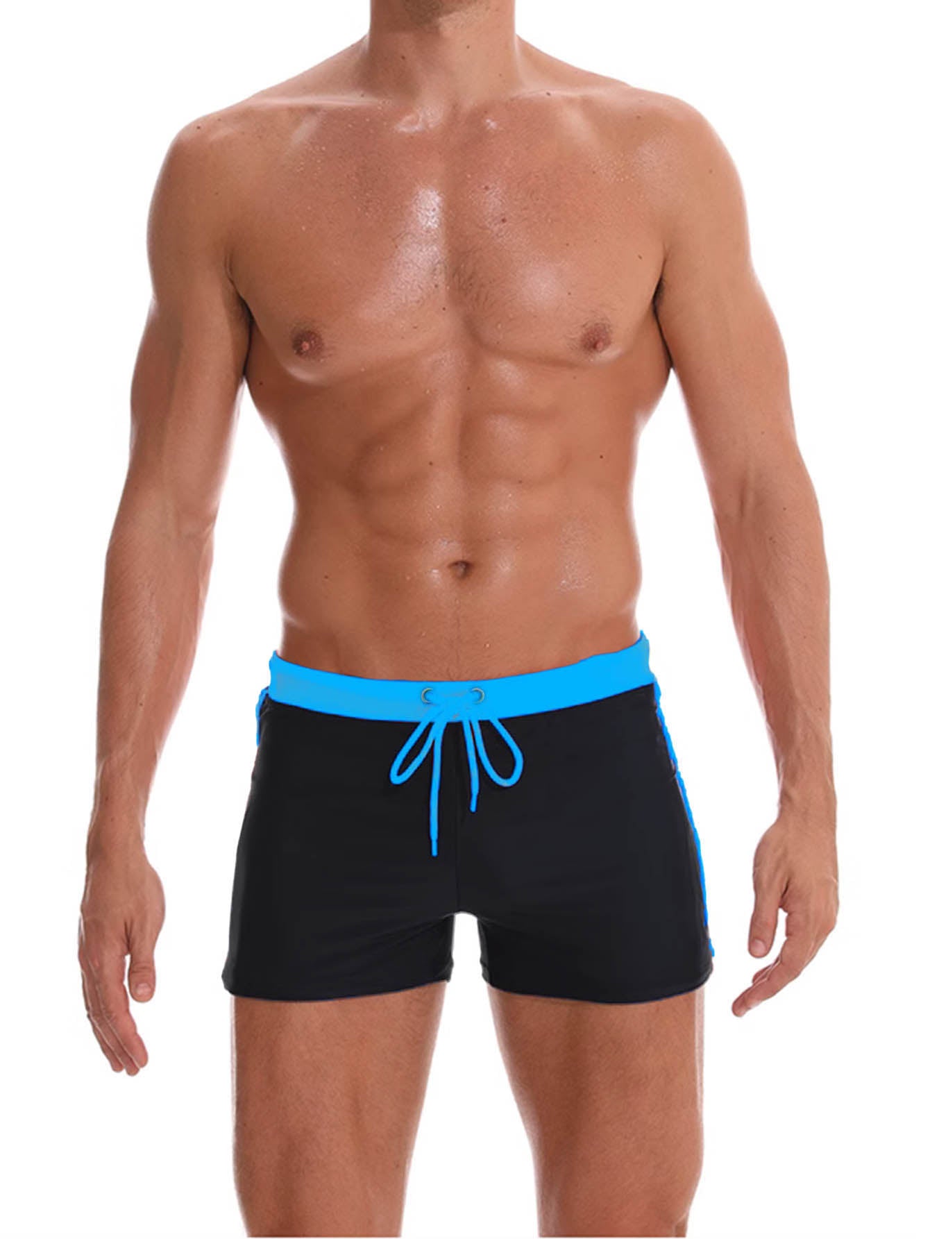 Men's Slim Fit Drawstring Square-Leg Swim Trunks