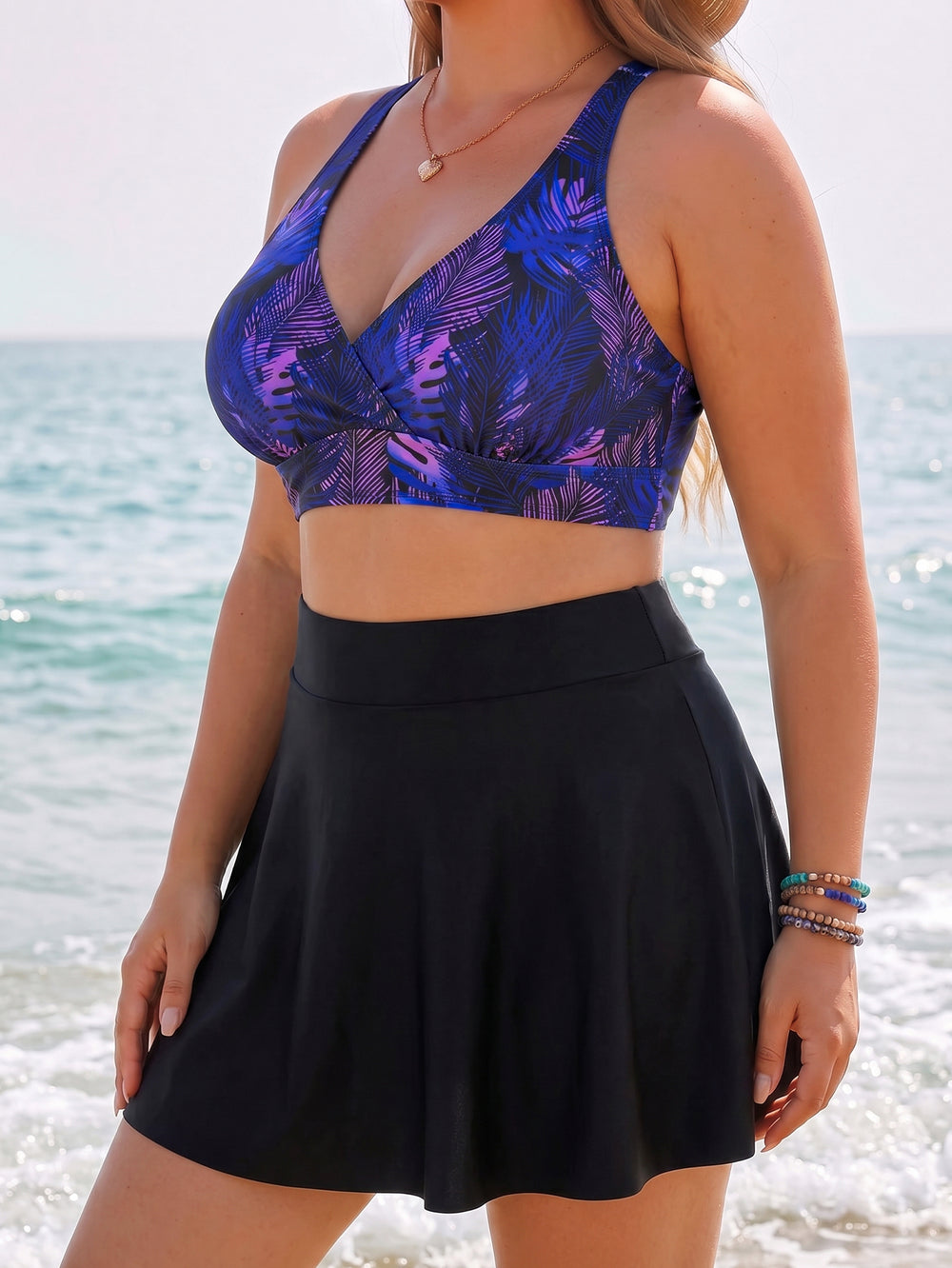 Lace Bikini Top With Skirted Bottom