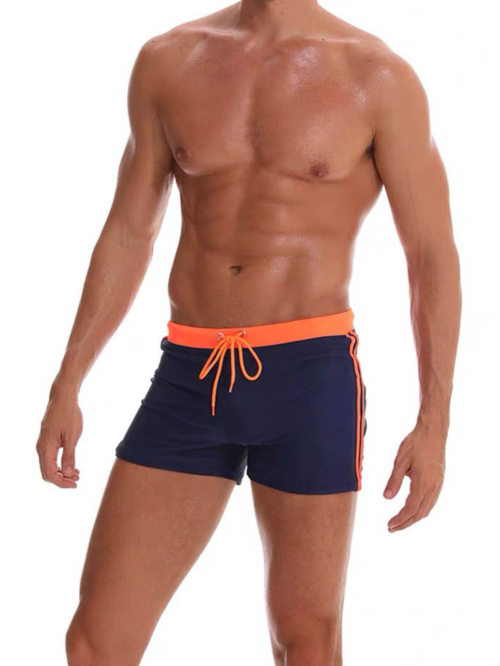 Men's Slim Fit Drawstring Square-Leg Swim Trunks