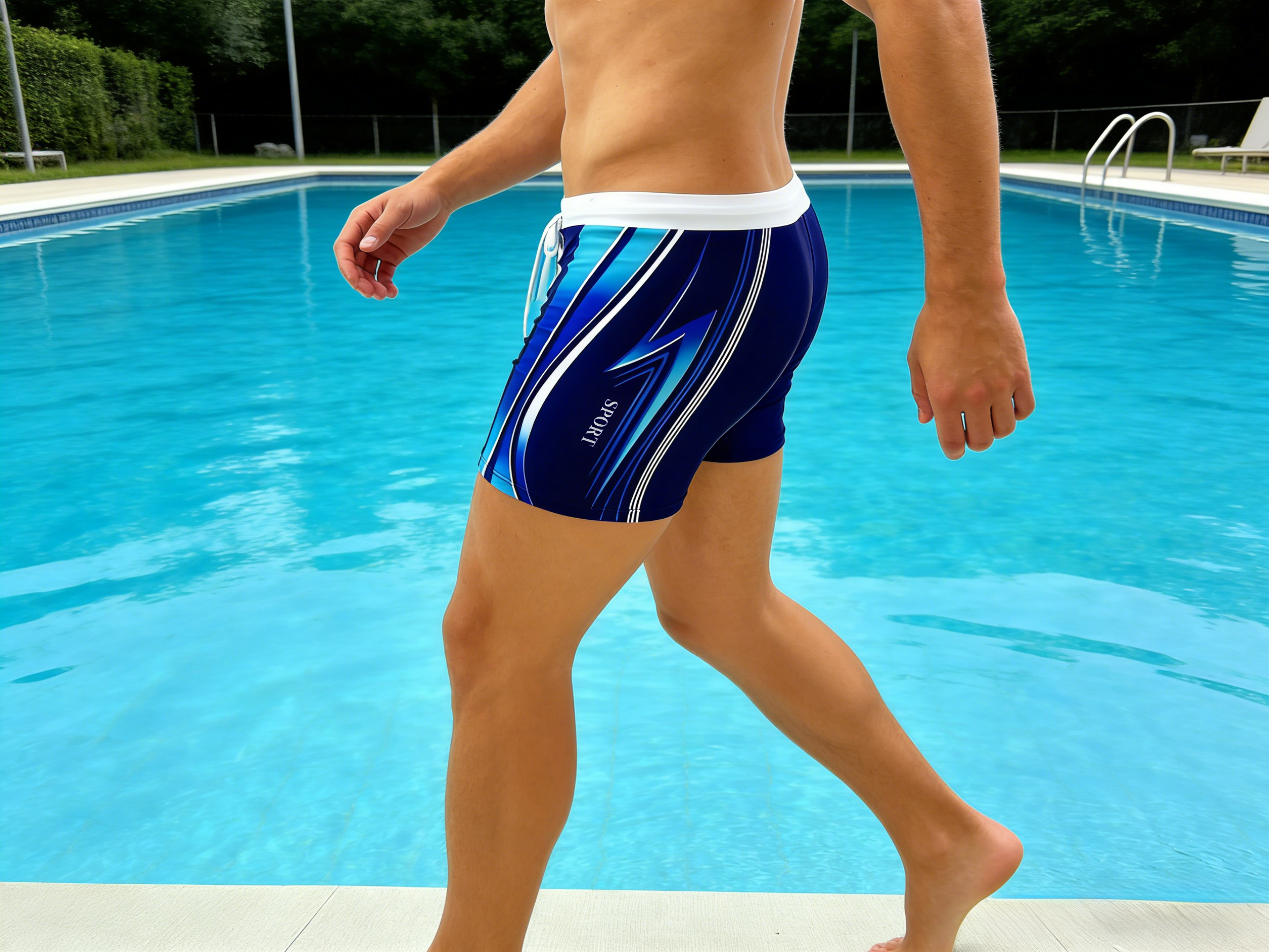 Men's Quick-Dry Sport Square-Leg Swim Trunks