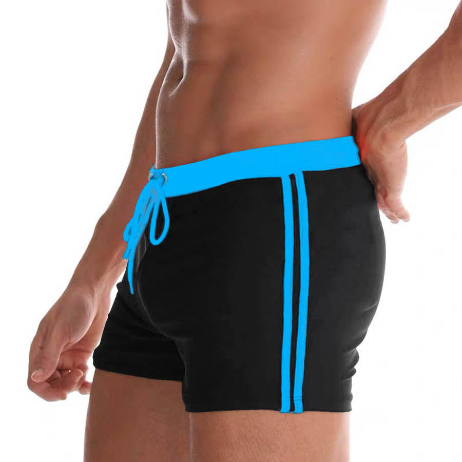 Men's Slim Fit Drawstring Square-Leg Swim Trunks