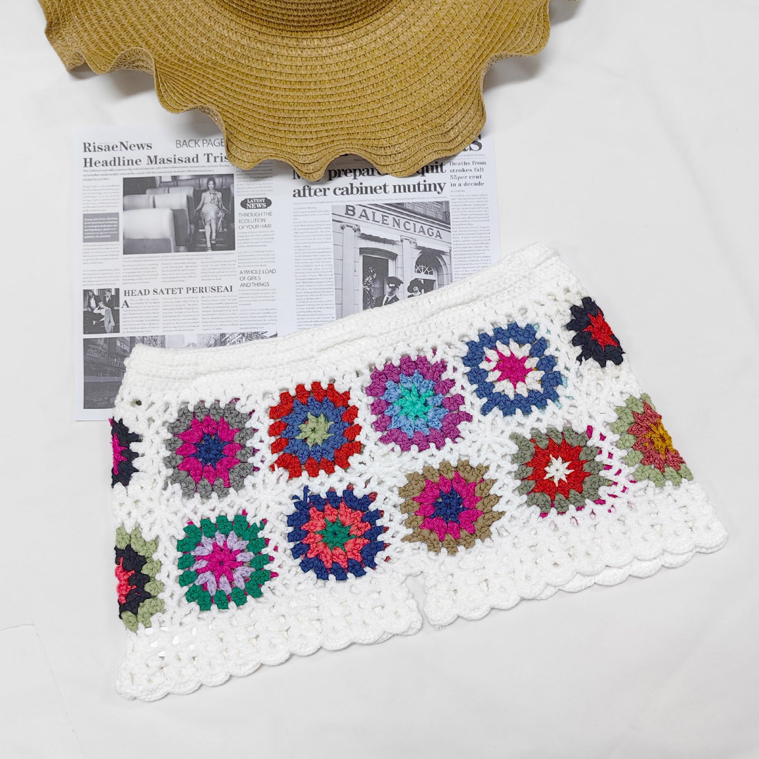 Crochet Granny Square Beach Shorts
