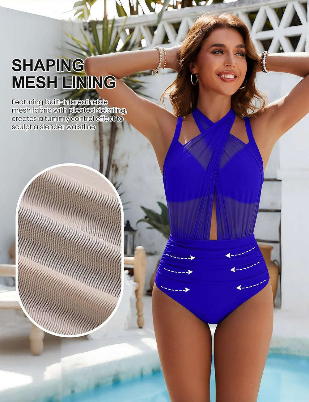 High Waisted Tummy Control Mesh Bikini Set