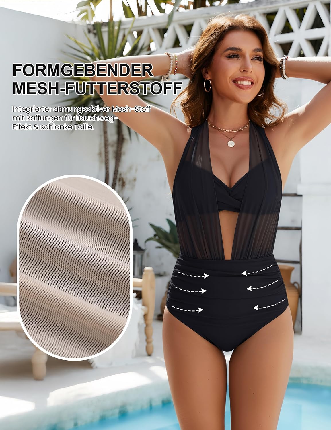 High Waisted Tummy Control Mesh Bikini Set