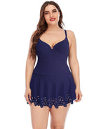 Dark Blue Sweetheart Neck Underwire Cutout One-Piece Swimsuit