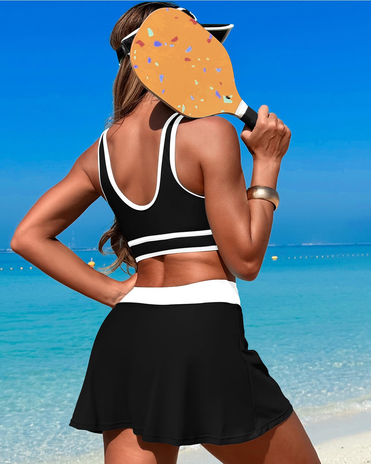 Ocevara - High Waisted Bikini Sets Tummy Control Swim Skirt Two Piece Swim Suit Tummy Control Color Block Bathing Suit Secondary image