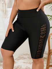 Lace Panel Swim Biker Shorts