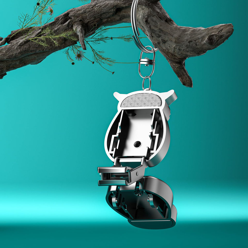 German Professional Stainless Steel Mini Nail Clippers, Ultra Sharp and Sturdy Fingernail and Toenail Clippers, Foldable Portable Nail Clippers with Owl Patterns