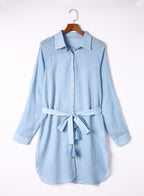 Ocevara - Black Solid Color Tie Sun-proof Belt Sexy V Neck Cover Up