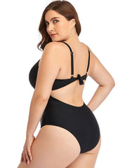 Ocevara Dark Blue Sweetheart Neckline Cutout One-Piece Swimsuit - image 2