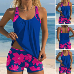 Floral Racerback Tankini and Boyshort Swim Set - color-04
