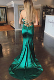 Charming Mermaid Green Long Prom Dress With Sweep Train OKJ70