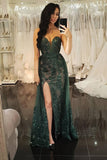 Sheath Sweetheart Dark Green Detachable Prom Dresses with Appliques OKL77